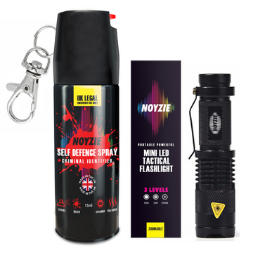 Noyzie Self Defence Spray 15ml Keychain & Tactical Torch