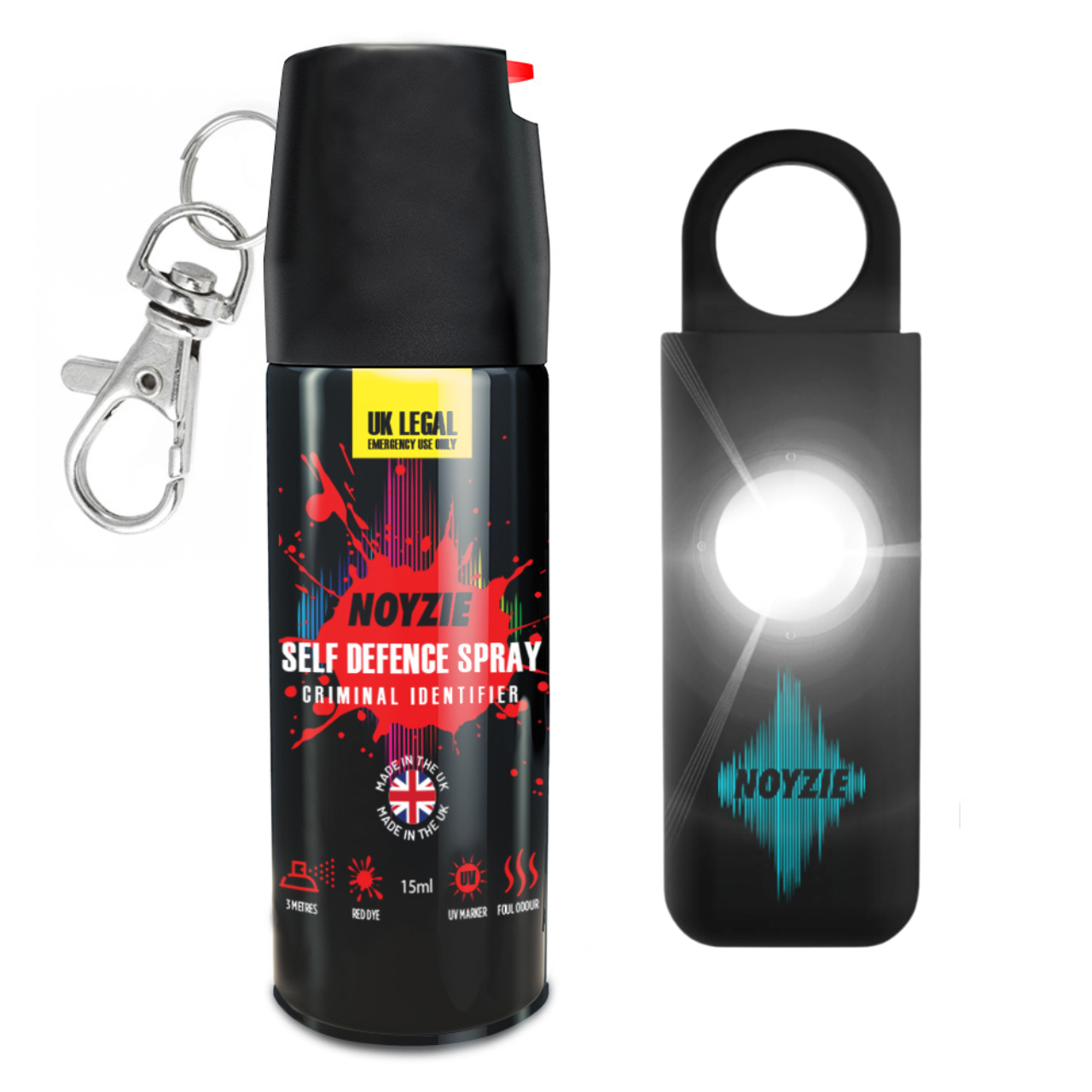 Noyzie Self Defence Spray 15ml with Keychain & Personal Safety Alarm